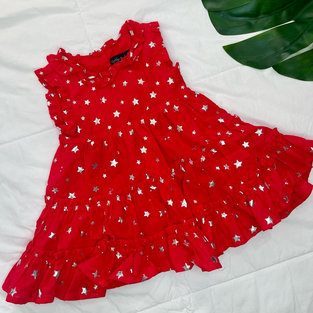 CYNTHIA ROWLEY• Kids Toddler Baby Girls Red Ruffle Star Tiered Dress NWT - Picture 9 of 11